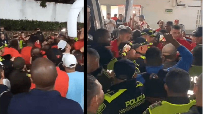 A puños atacaron a la policía de Barranquilla, jugadores del América de Cali  