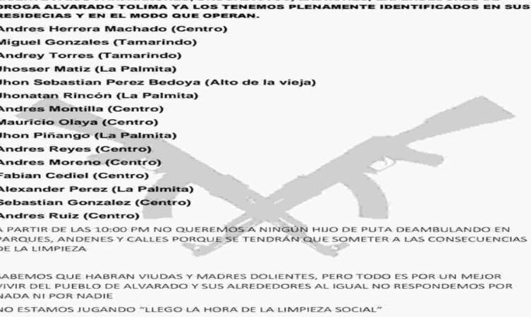 Temor entre los habitantes de Alvarado, luego de difundirse panfletos, donde amenazan de muerte con nombres propios