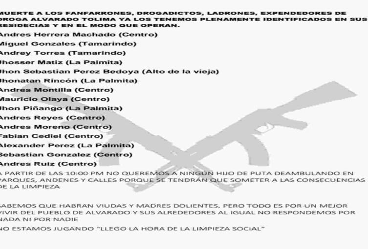 Temor entre los habitantes de Alvarado, luego de difundirse panfletos, donde amenazan de muerte con nombres propios