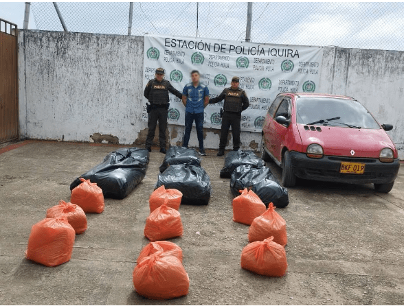 Hombre que transportaba 176 kilos de marihuana fue capturado por la policía en Íquira