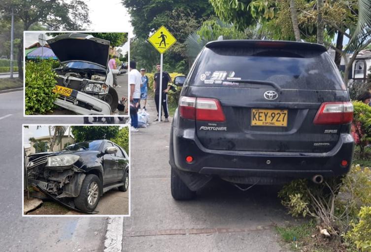 Fuerte choque de 4 vehículos dejó 6 personas heridas en la Guabinal, en Ibagué