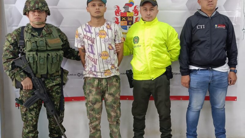 Ejército Nacional captura a integrante del grupo delincuencial común Los Reclutadores