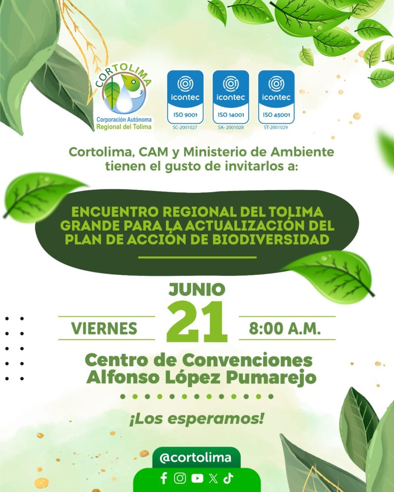 Ibagué será sede de Encuentro Regional del Tolima Grande rumbo a la COP16