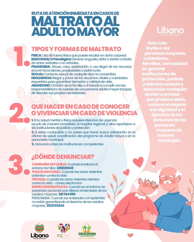 Conozca la ruta de atención en casos de violencia al adulto mayor.