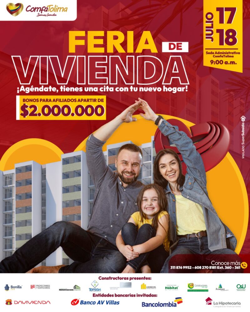 Bonos de descuentos millonarios y kits de acabados en la Feria de Vivienda de ComfaTolima