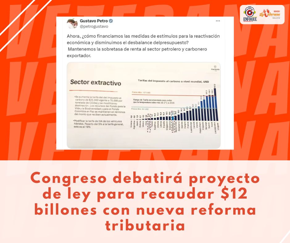 Congreso debatirá proyecto de ley para recaudar $12 billones con nueva reforma tributaria