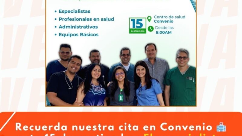 Se acerca el día de nuestra cita en CONVENIO este 15 de septiembre El especialista más cerca de ti una jornada de salud con especialistas