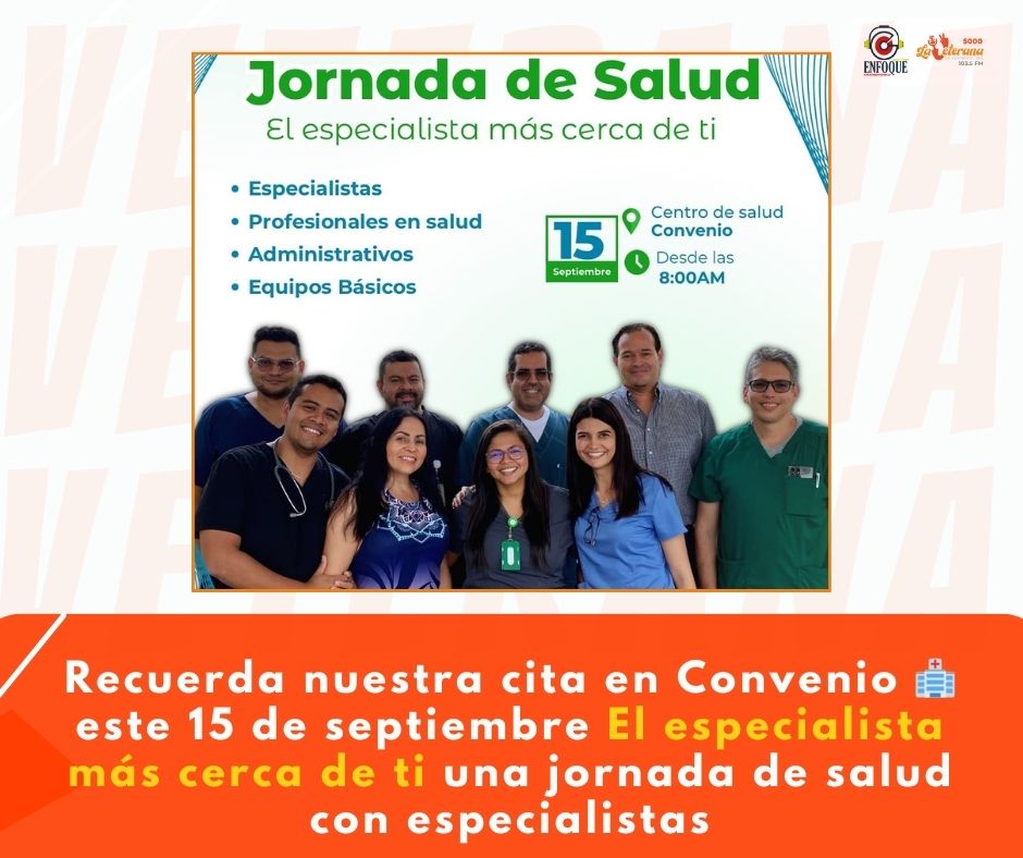 Se acerca el día de nuestra cita en CONVENIO este 15 de septiembre El especialista más cerca de ti una jornada de salud con especialistas