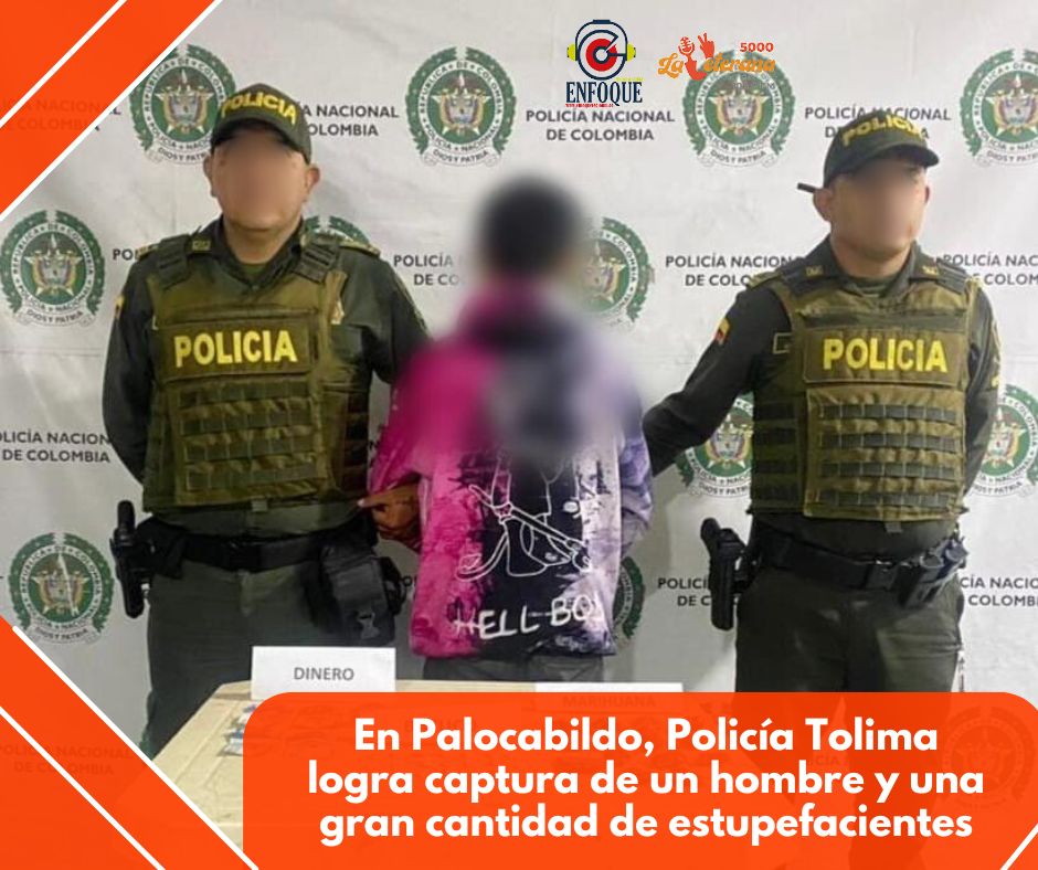 En Palocabildo, Policía Tolima logra captura de un hombre y una gran cantidad de estupefacientes