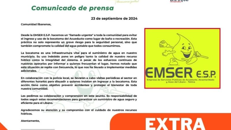 Comunicado de prensa de EMSER E.S.P