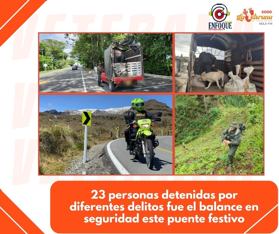 23 personas detenidas por diferentes delitos fue el balance en seguridad este puente festivo