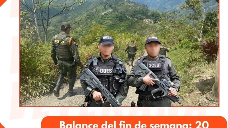 Balance del fin de semana: 20 capturas y un arma incautada en Tolima