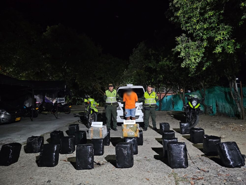 Capturado sujeto con 300 kilos de marihuana en operativo de la Policía Tolima