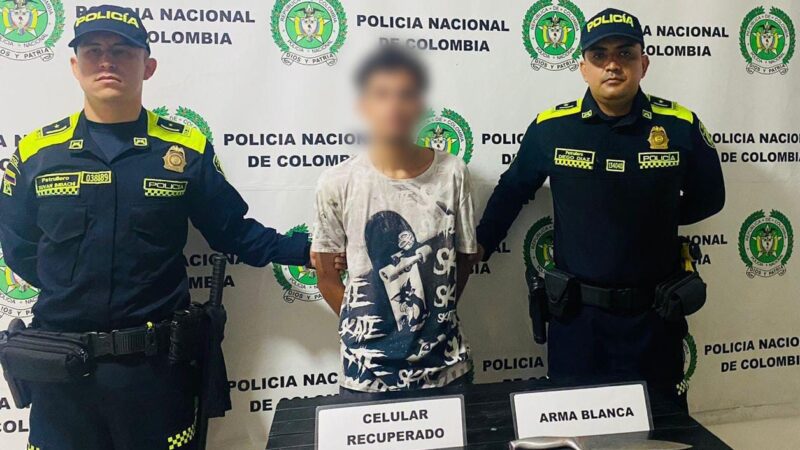 Capturaron a ‘Vaquita’ por robar celular en Ortega, le incautaron el arma y recuperaron el celular