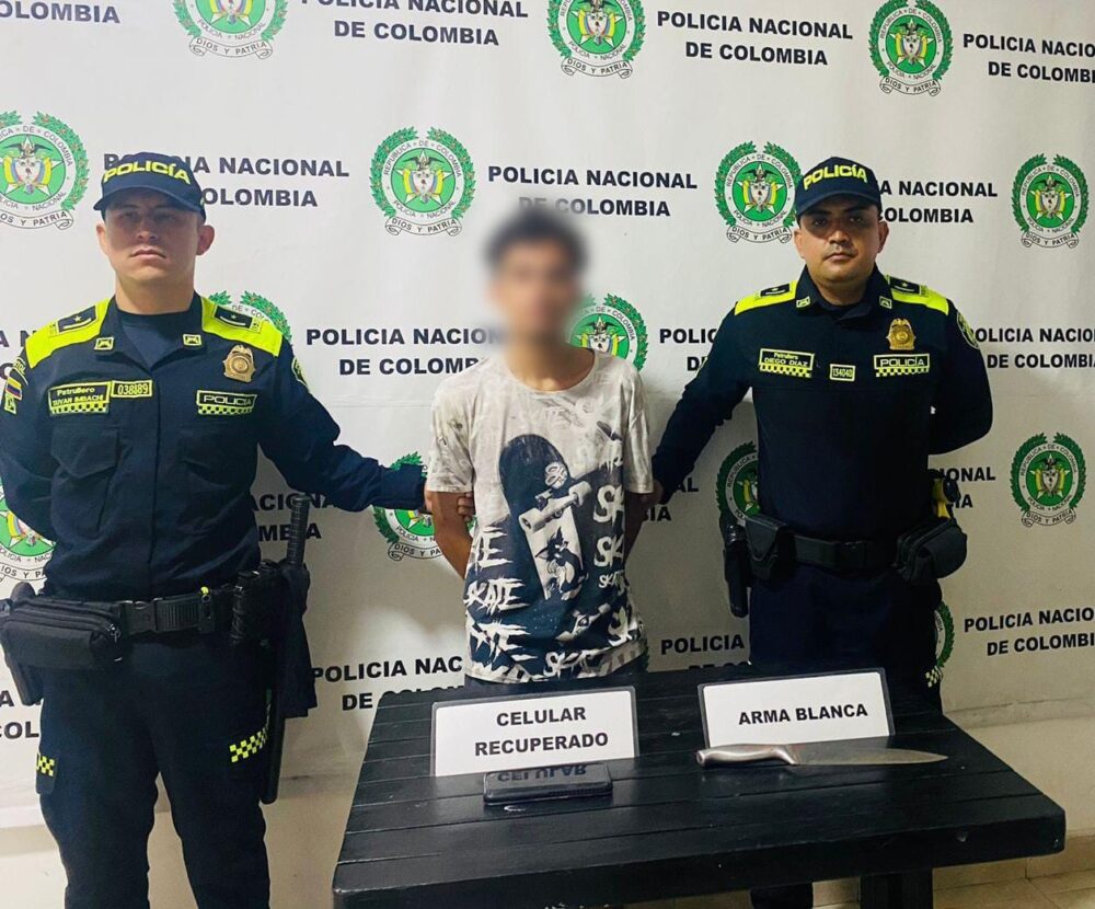 Capturaron a ‘Vaquita’ por robar celular en Ortega, le incautaron el arma y recuperaron el celular