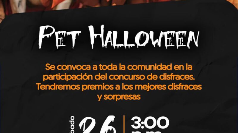 Este sábado 26 de octubre, ven con tu mascota disfrazada al Parque Principal y celebra el Pet Halloween con nosotros