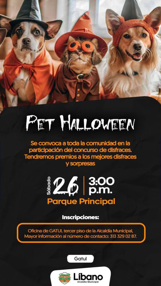 Este sábado 26 de octubre, ven con tu mascota disfrazada al Parque Principal y celebra el Pet Halloween con nosotros