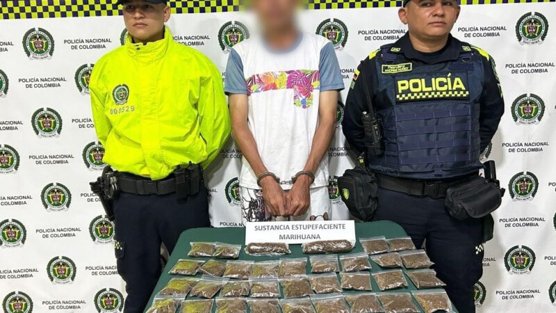 Captura de hombre y confiscación de drogas en El Guamo por parte de la Policía Tolima