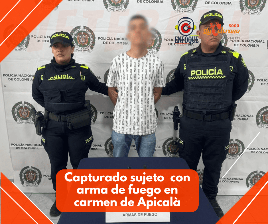 Gracias a los diferentes planes y controles realizados por la policía tolima, en carmen de apicalá, se logró la captura de un sujeto