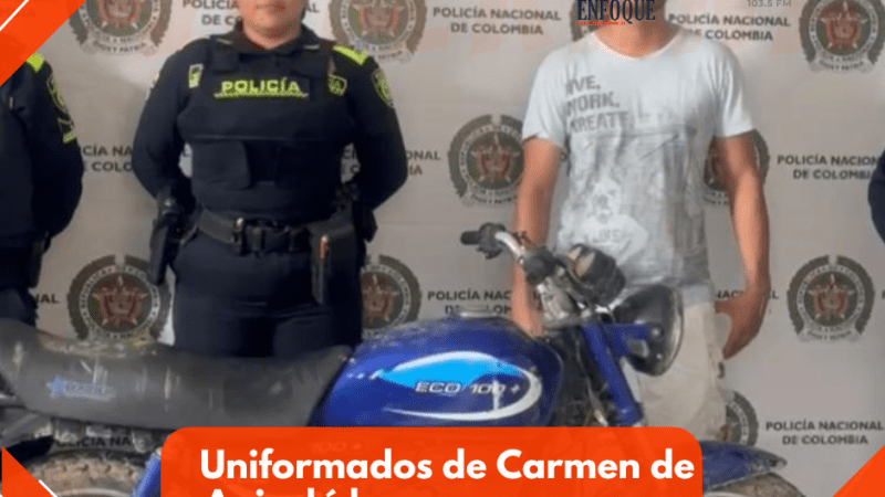 En tiempo récord, uniformados de Carmen de Apicalá logran recuperar y retornar una motocicleta que habría sido hurtada horas antes.