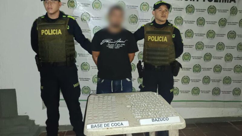 En lérida, policía tolima logró la captura de un sujeto a quien se le incautó gran cantidad de estupefacientes.