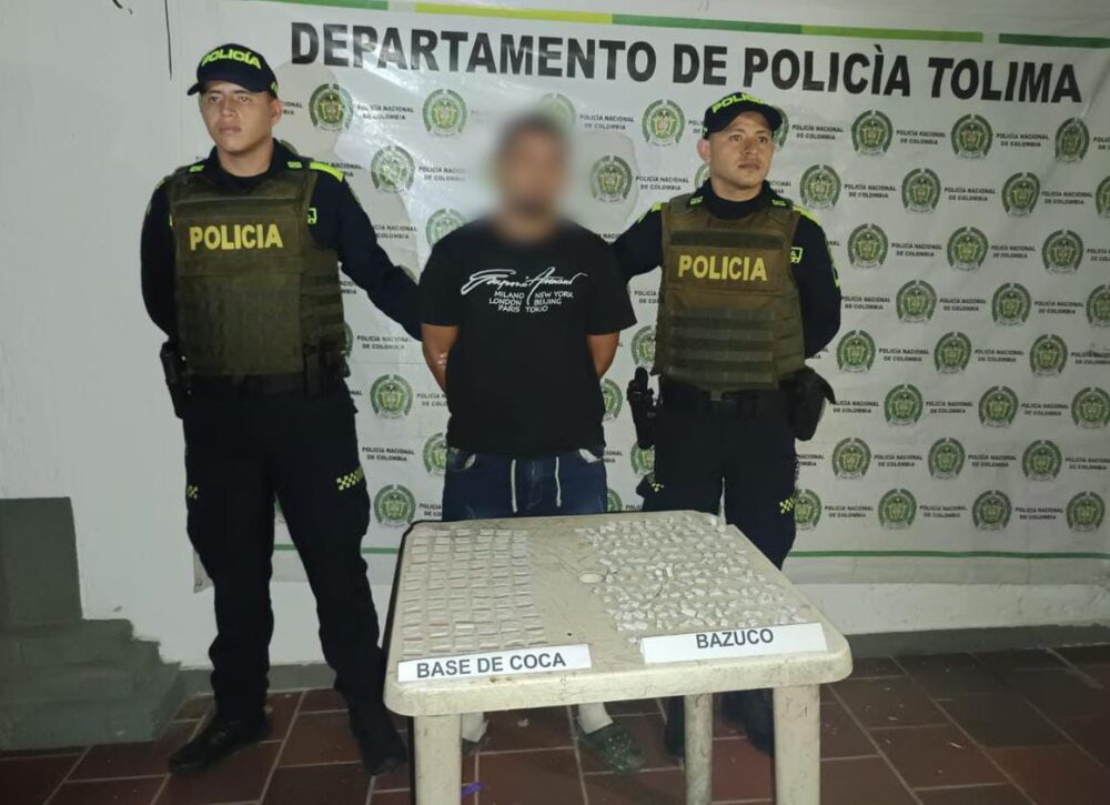 En lérida, policía tolima logró la captura de un sujeto a quien se le incautó gran cantidad de estupefacientes.