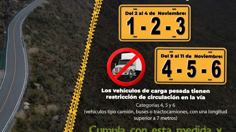 Pico y placa en la vía Murillo-Manizales este puente festivo: restricción por protección ambiental