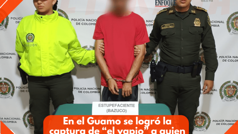 En el Guamo, policía Tolima logró la captura de “el vapio” a quien se le incautó gran cantidad de estupefacientes.