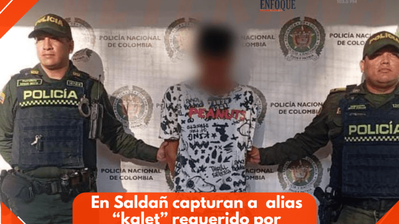 Gracias a labores de patrullaje de la policía Tolima, en el municipio de Saldaña logró la captura de “kalet” requerido por autoridades de ese mismo municipio.