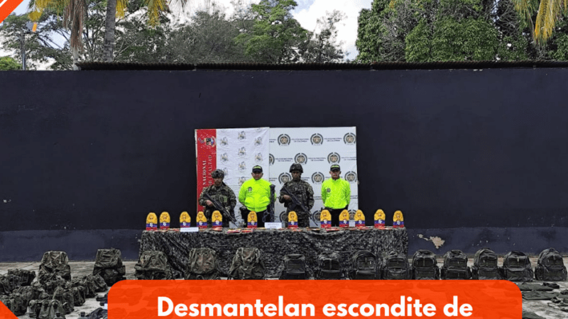 Desmantelan escondite de explosivos y materiales de guerra en Chaparral, Tolima