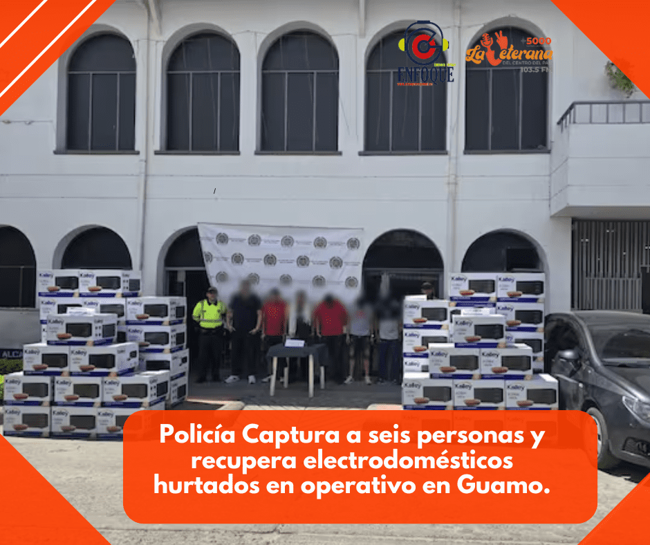 Policía Captura a Seis Personas y Recupera Electrodomésticos Hurtados en Operativo en Guamo, Tolima