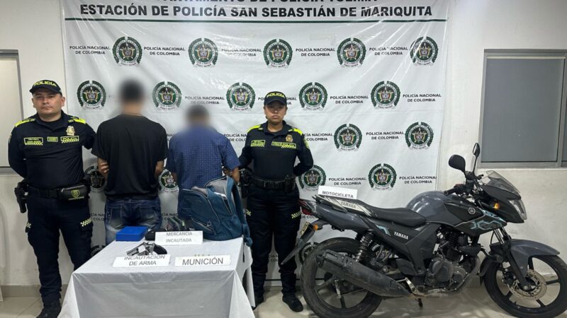 Captura de dos sujetos por hurto y porte ilegal de armas en Mariquita