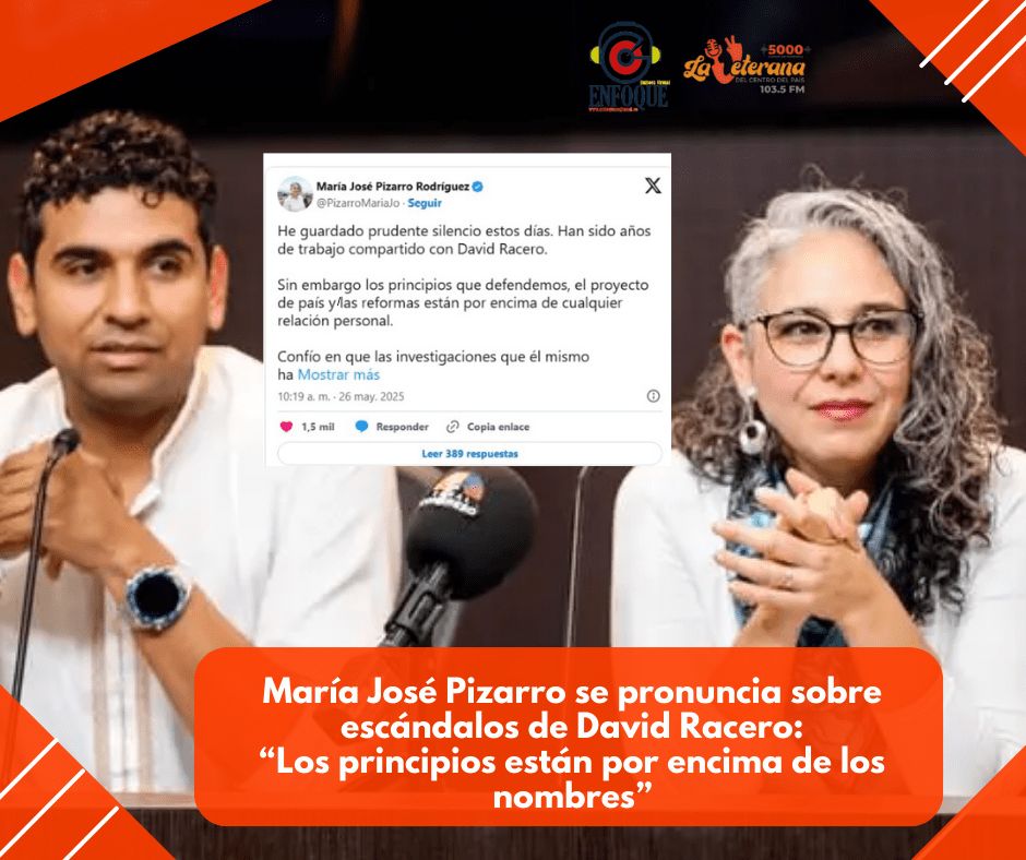María José Pizarro se pronuncia sobre escándalos de David Racero: “Los principios están por encima de los nombres”