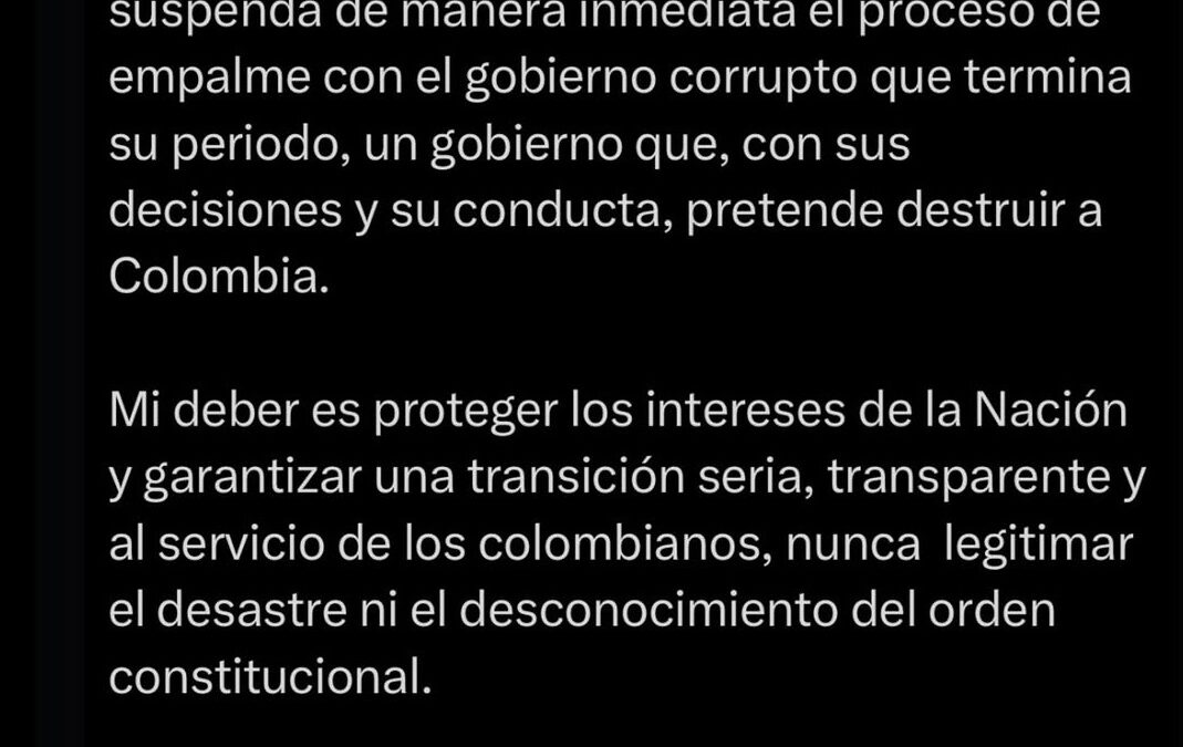 Se suspende el empalme entre los gobiernos de Petro y De la Espriella